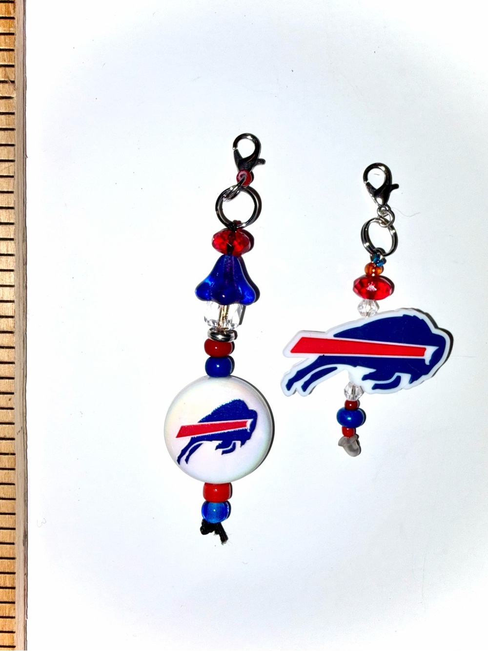 2- Dainty Handmade Buffalo Bills Themed Purse Charm Accesory